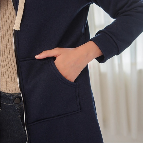 RESTOCKING Navy Blue Long Maxi Hoodi Sweater Dress - Picture 4 of 7